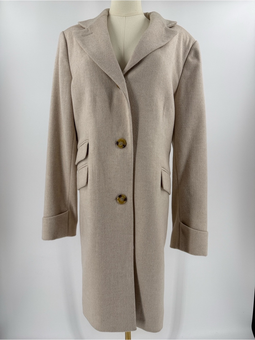 Classic Ralph Lauren Light Beige Single-Breasted Wool Coat